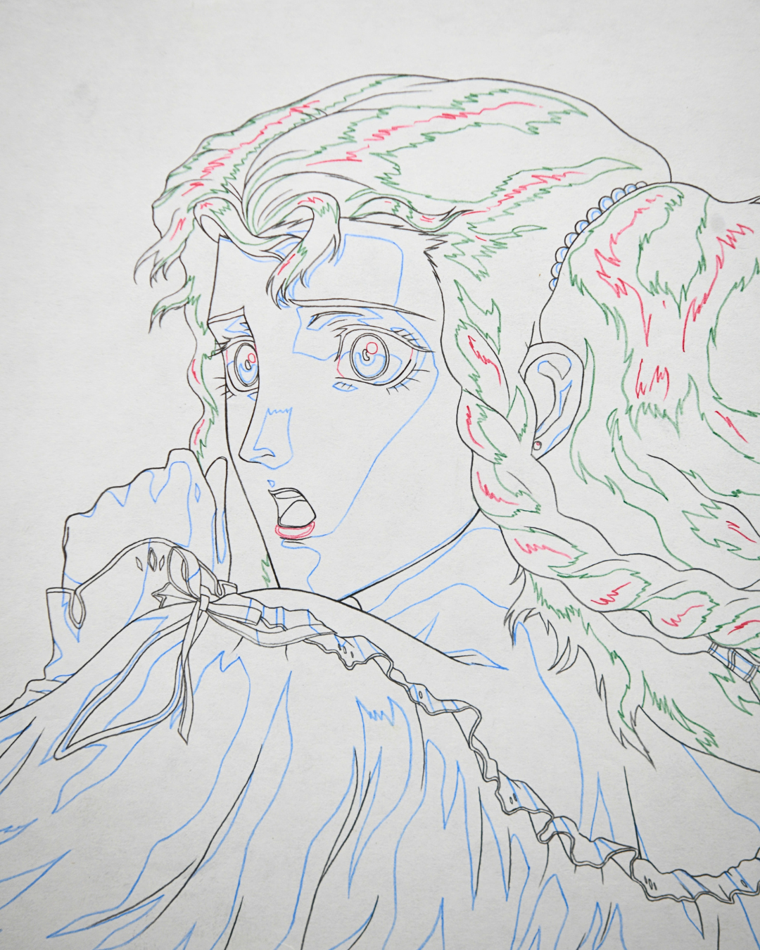 Charlotte Elbourne face detail on original Vampire Hunter D Bloodlust production drawing