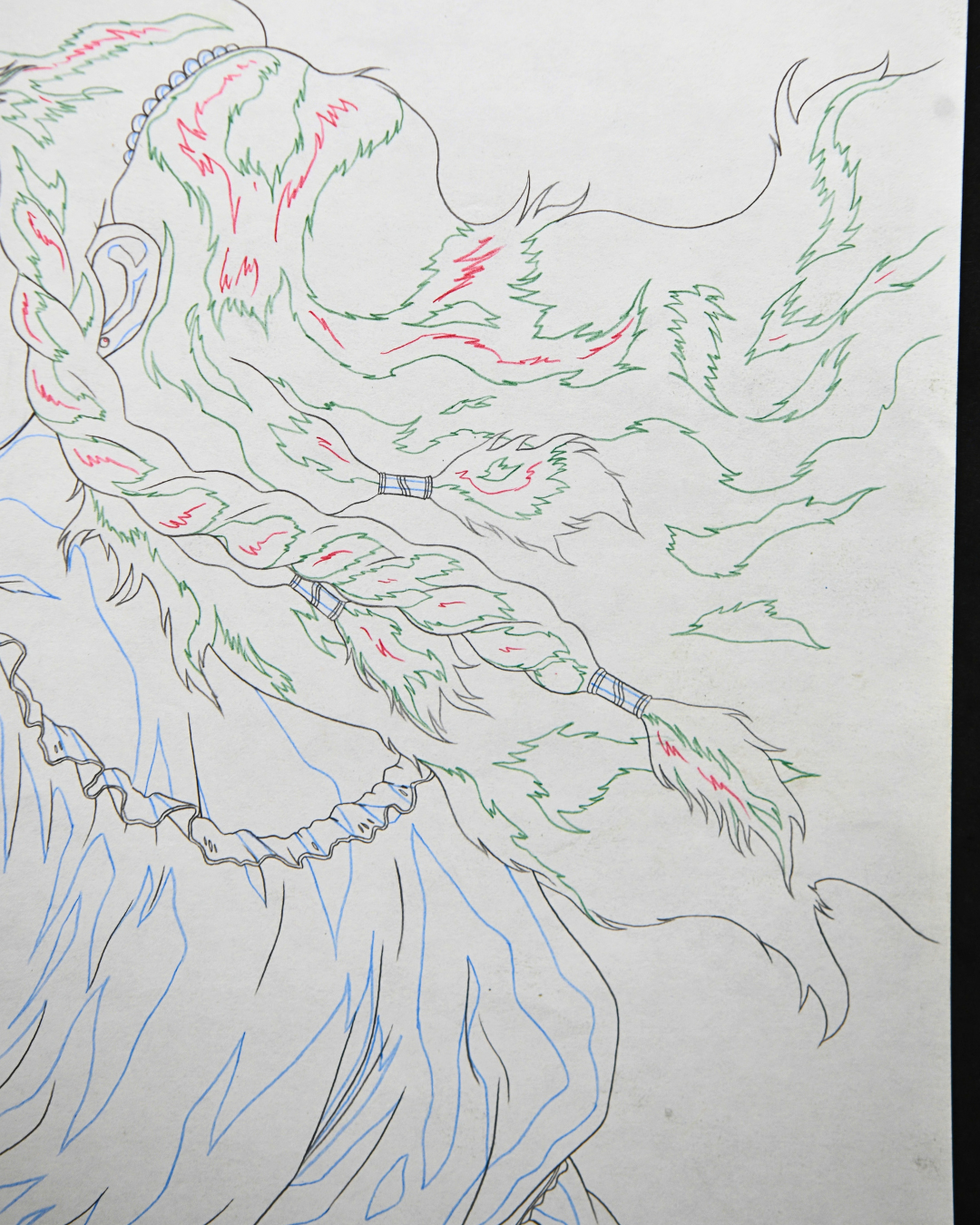 Charlotte Elbourne braided hair detail, original Bloodlust production douga